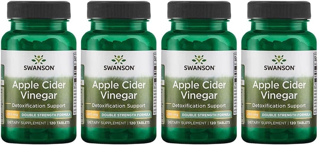 Swanson Apple Cider Eddike - Dobbelt Styrke 200 mg 120 Tabs 4 Pack