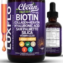 Biotin Flydende dråber Collagen Keratin Hyaluronsyre Sav Palmetto til hår hud og negle Silica Vitamin A C vitamin D Bambus gurkemeje Zink Folate Magnesium Horsehale LuxGlo af Clean Nutra