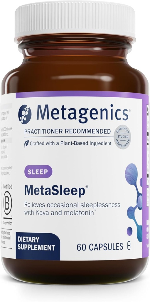 Metagenics - MetaSleep - Dual- fase Melatonin med Kava Sleep Supplement - 60 kapsler (pakning med 1 pakke)