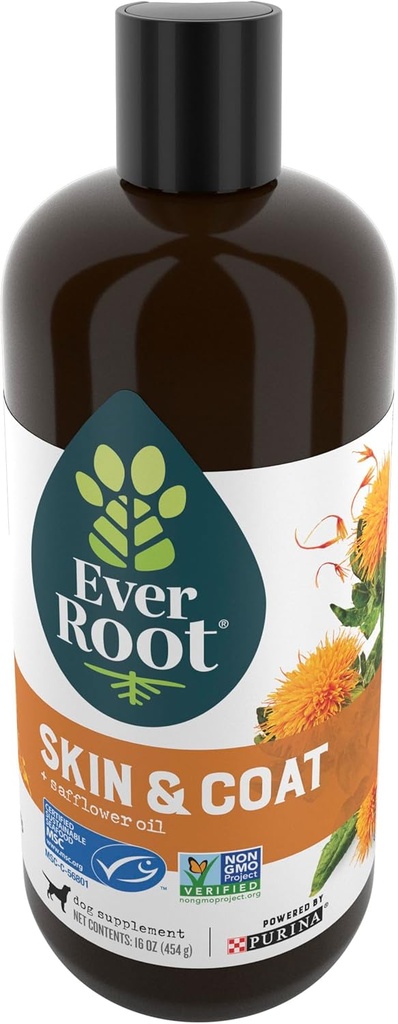 EverRoot hund hudpleje hund kosttilskud fra Purina, Hud og Coat til hunde olie med saflor olie - 16 oz. Flaske