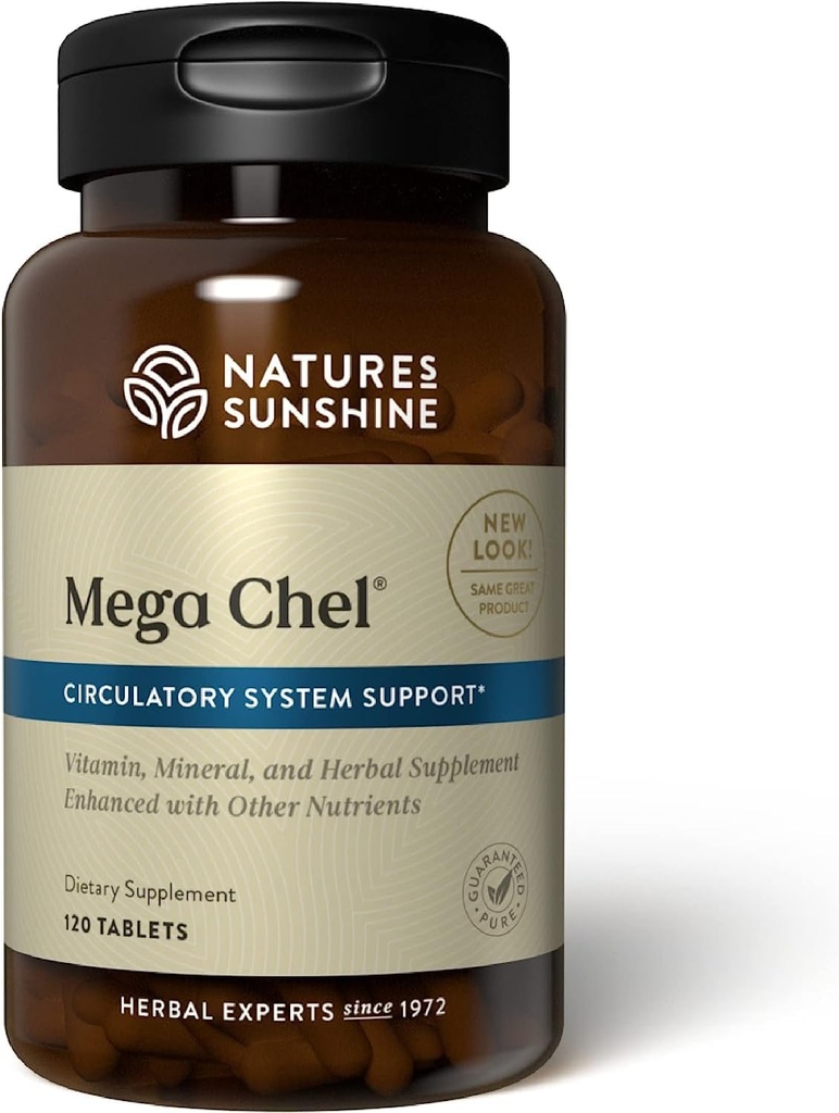 Nature's Sunshine Mega-Chel, 120 Tablets, Complete Vitamin with Powerful Antioxidants, Herbs, Vitamins, Minerals, and Amino Acids That Support The Circulatory System