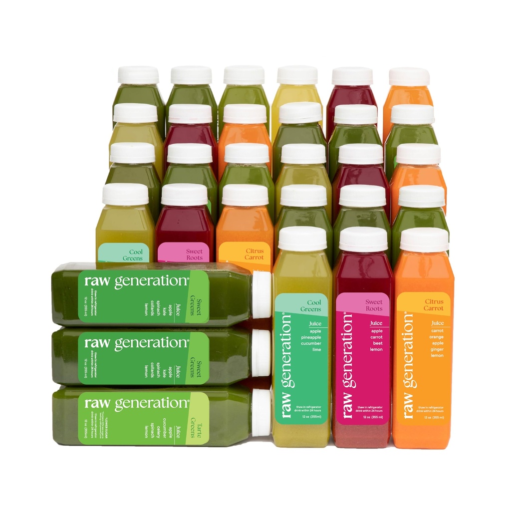 Raw Generation Skinny Cleanse - 5-Day Juice Cleanse for vægttab, Detox, Reduceret Bloating & Øget energi - 30 Cold- presset safter til Crush Cravings & Nulstil din kost