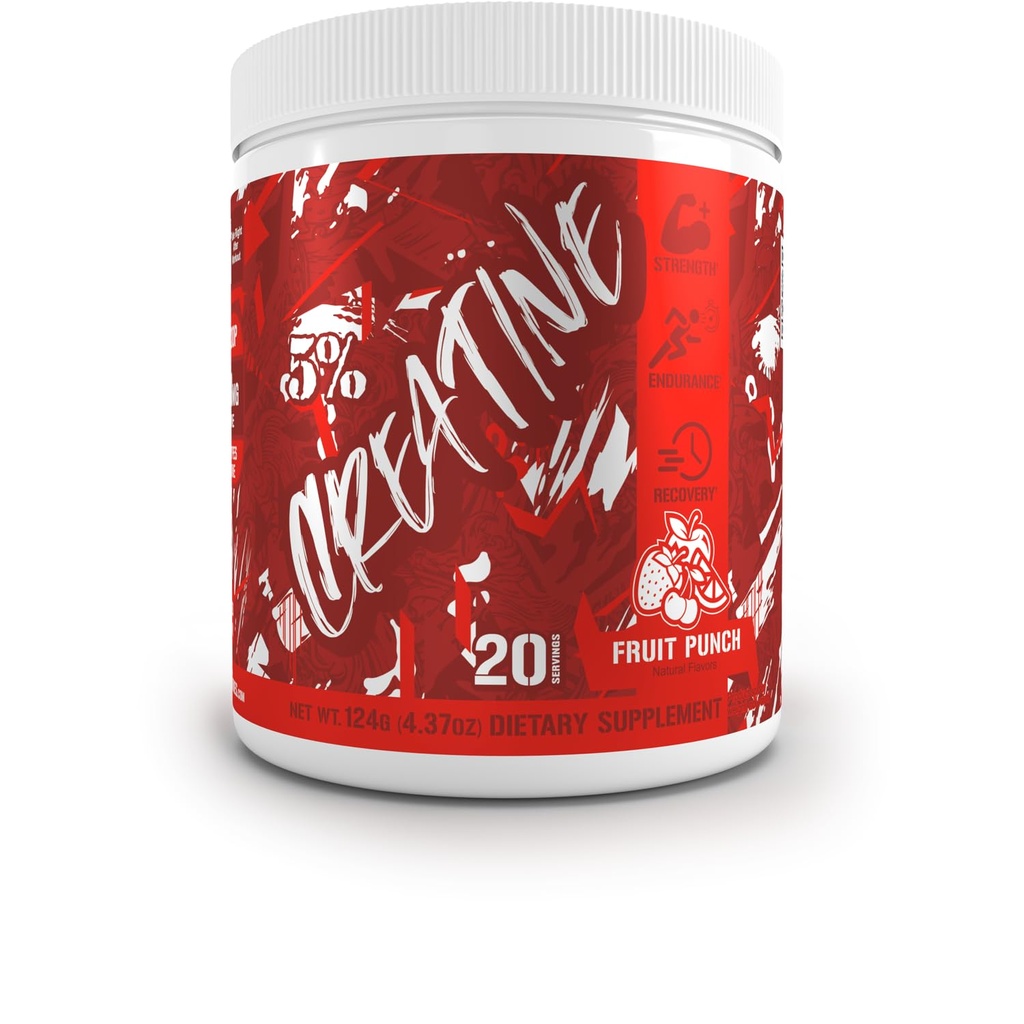 5% Nutrition Code Red Mikronized Creatin Medicine 124; Monohydrat Powder Blend Medical 124; Formlet Creatin for Power, Strength Endurance, Cellular Energy & Cognitive Health (Fruit Punch)