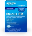 Basic Care Guaifenesin Hoste og Mucus Relief Extendeded - Release Tablets, 600 mg, 12 Hour Expectorant, 20 Greve