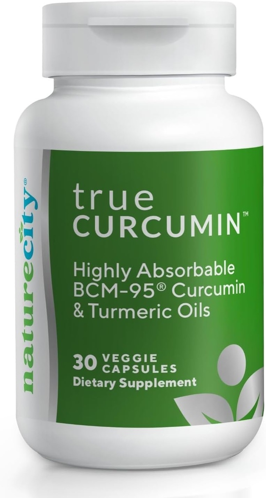 NatureCity True- Curcumin Gurmeric Supplementet 124; Non- GMO Tumerisk og Curcumin 500mg Curcuma Kapsler Vitamin Kosttilskud 124; Op til 700% stigning i Absorption (30 dages forsyning)