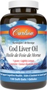 Carlson - Cod lever olie perler, 460 mg Omega- 3s + vitaminer A & D3, Wild- Fanget Norwegian Arctic Cod- Lever Oil, bæredygtigt syret Nordic Fish Oil Kapsler, Lemon, 150 Soft Gels