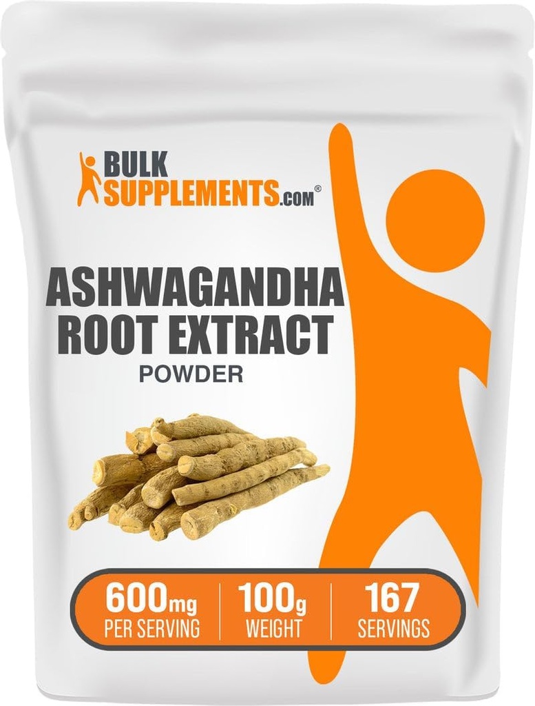 Bulkadditions.com Ashwagandha Root Extract Powder - Ashwagandha Supplement, Herbal Supplement - Vegan & Gluten Free, 600mg per Serving, 100g (3,5 oz) (Pack of 1)