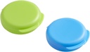 EZY DOSE Daily Round, Compact, Small, Diskret, Portable On- The- Go Pocket Pharmacy, Pill Box, Organizer og Vitamin Containers, Snap Luck Lids, Travel Friendly, Blue and Green, 2 Pack, BPA Free