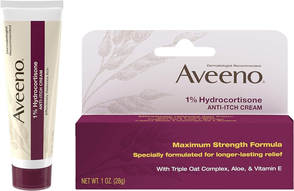 Aveeno 1% hydrocortison anti-itch creme, maksimal styrke