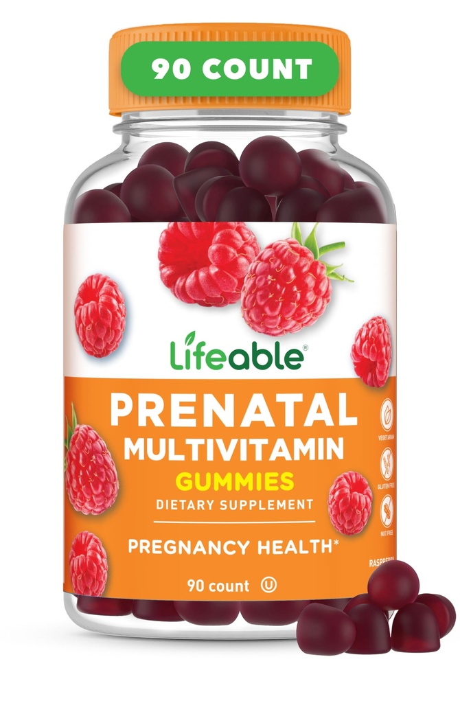 Levende Prenatal Multivitamin med Jern og Cholin • 124; Great Tasting prænatal Vitaminer til kvinder • 124; Vegetar Ikke-GMO prænatal Gummy • 124; 90 Gummier