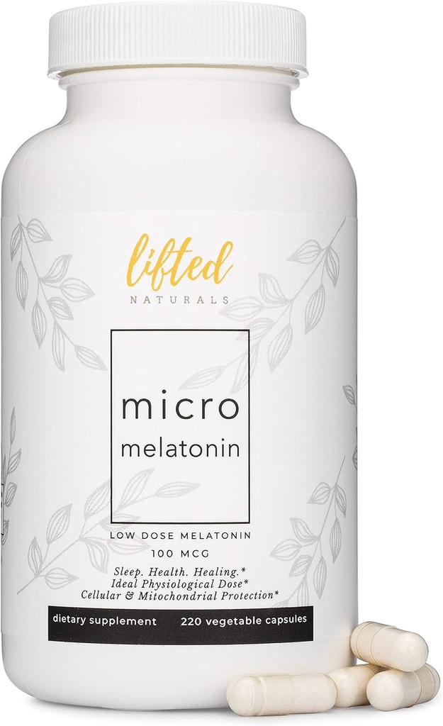 Lettede Naturals Micro Melatonin Familie Størrelse - Melatonin til hurtig & bedre søvn, Let at synke 220 Vegetabilske kapsler med lav dosis Melatonin, Non- GMO, Hurtig opløsning Melatonin 100 mcg
