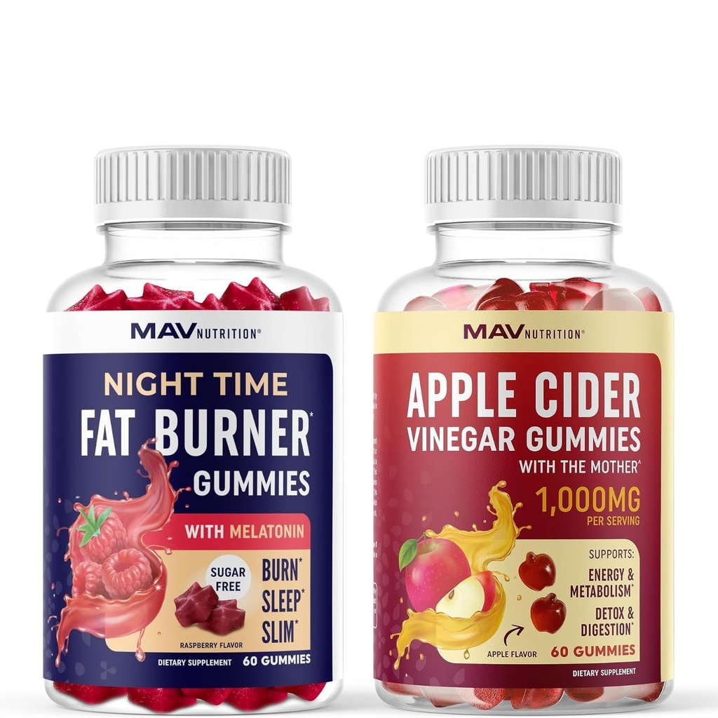 MAV NUTRITION Night Time Fat Burner Gummies og Apple Cider Vincious Gummies