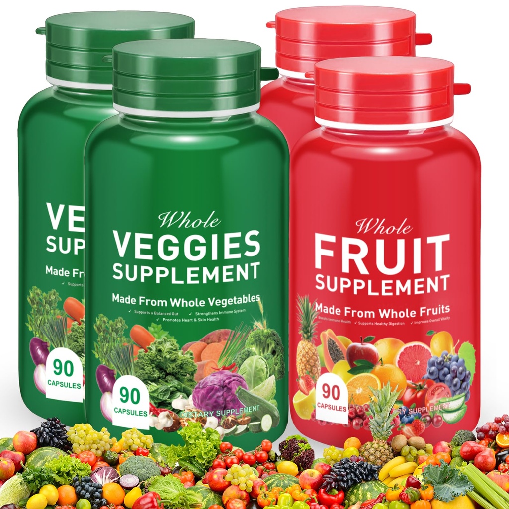 Frugt og grøntsager Kapsler - 100% hele naturlige frugter og grøntsager kosttilskud - Vitaminer supplement kostbar ernæringsmæssig balance, kosttilskud ingredienser Blended Vitamin & Mineral
