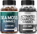 Irish Sea Moss (90 Gummies) Raw Seamoss for Thyroid, Energy & Immune Support and Activated Charcoal (60 Gummies) Sund Detox & Cleanse Support - Formuleret fra Organic Coconut Shells - Made in USA