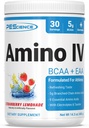 PEScience Amino IV BCAA & EAA Powder, Essential Aminosyrer, Taurine, Elektrolytter til hydrering og muskel Inddrivelse, Sukker fri for mænd og kvinder, Post træning - Jordbær Lemonade - 30 Servere