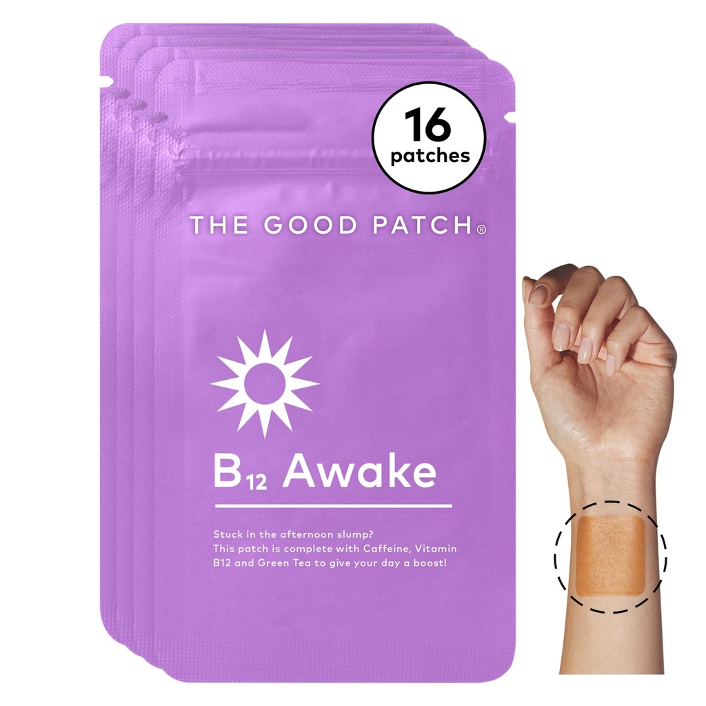 Den gode Patch B12 Awake Patch, Natural Patch med Koffein, B12, og Green Tea Extract, Plant drevet Wearable Wellness, Hjælper med at fremme energi (16 Total Patches)