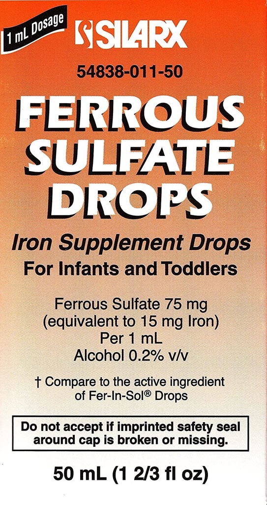 Ferroholdige dråber Jerntilskud Pebermynte Flavor Generisk for Enfamil Fer- in- Sol jerntilskud Dryps til spædbørn, Toddlers & børn Måling Dropper Inkluderet 50 ml pr. flaske pakke med 2