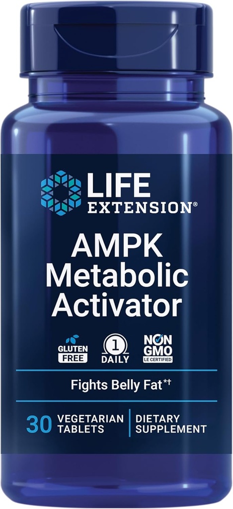 Life Extension AMPK Metabolic Activator *, Hesperidin, G. pentaphyllum, Fight uønskede Belly Fat, Target Total Fat, Gluten- Free, Vegetar, 1-Daily, Non- GMO, 30 tabletter