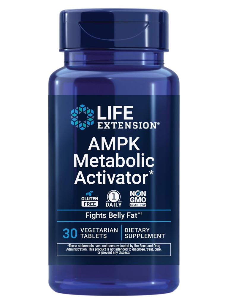 Life Extension AMPK Metabolic Activator *, Hesperidin, G. pentaphyllum, Fight uønskede Belly Fat, Target Total Fat, Gluten- Free, Vegetar, 1-Daily, Non- GMO, 30 tabletter