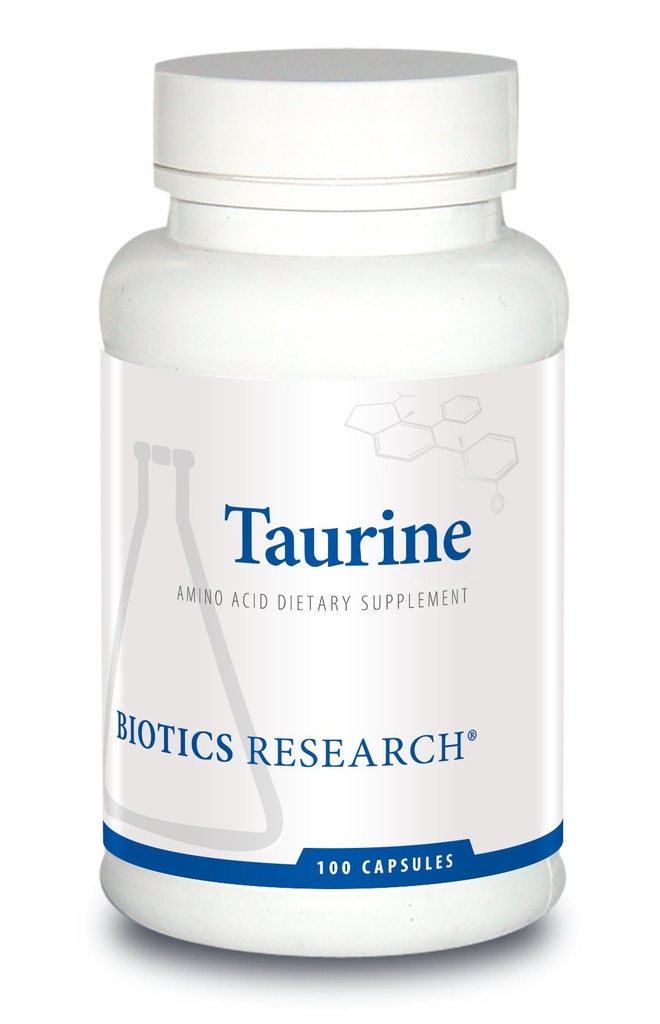Biotics Research Taurine - 500 mg Taurine, Amino Acid, Brain Health, Cardiovaskulær Health, Antioxidant. 100 kapsler.