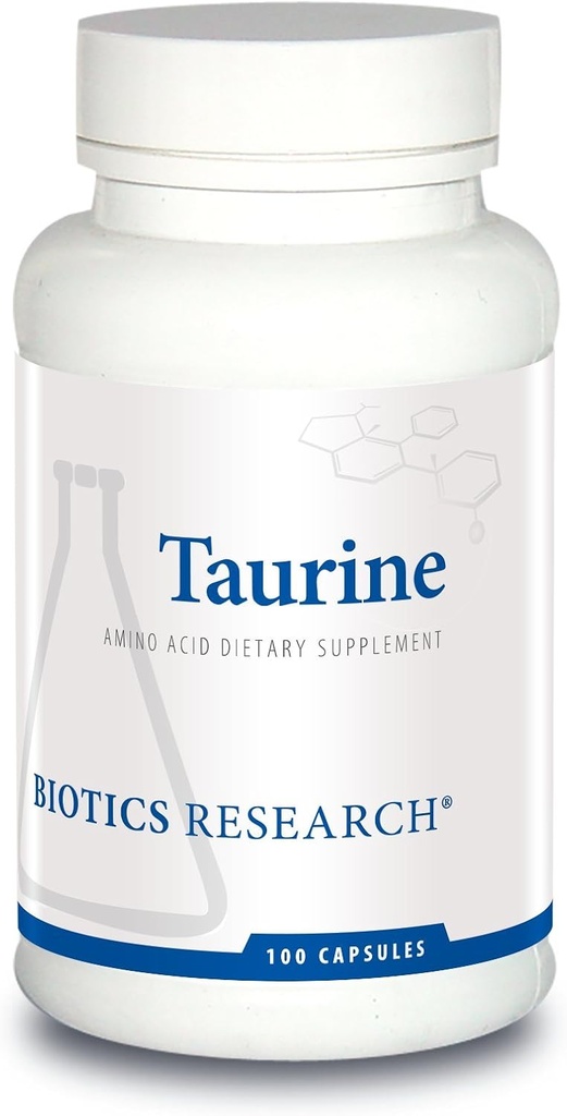 Biotics Research Taurine - 500 mg Taurine, Amino Acid, Brain Health, Cardiovaskulær Health, Antioxidant. 100 kapsler.