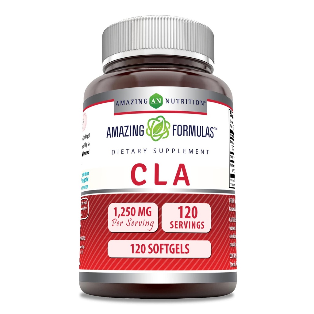 Amazing Formulas CLA (Conjugated Linoleic Acid) 1250 Mg- 124; Softgels Supplement- 124; Non- GMO - 124; Gluten- Free - 124; Made in USA (1 Pack - 124; 120 Tæl)