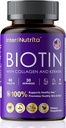 Biotin med hydrolyseret collagen og Keratin, 5000mcg Biotin til hårvækst hud & negle & energi produktion i USA Made - Vitamin A, C, D3, E, B1, B2, B7, B12 Complex