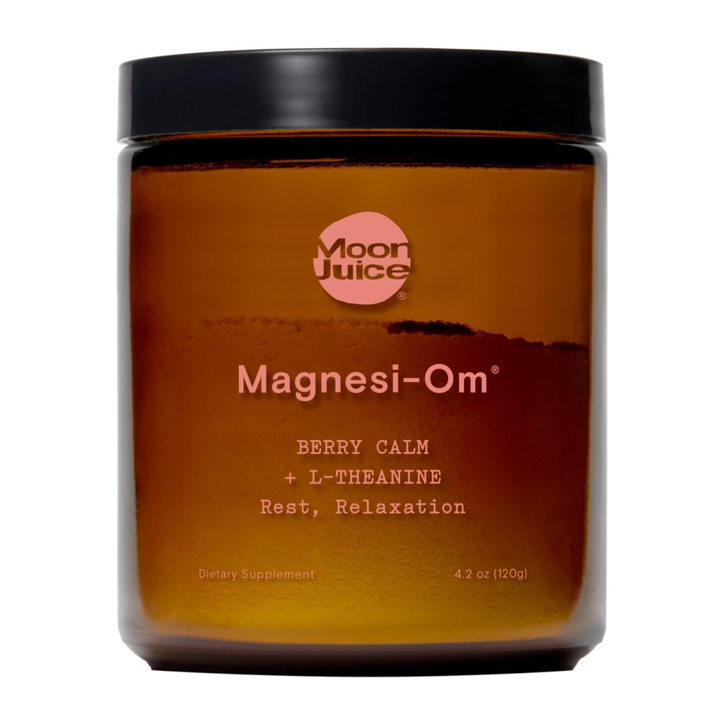 Måne Juice Magnesium -Om Magnesium Powder Supplement - Chlated Magnesium Complex + L- Theanine Blend for hvile, afslapning og regelmæssighed - Vegan, Non- GMO & ingen sukker, Berry, 4 oz, 30 Seings