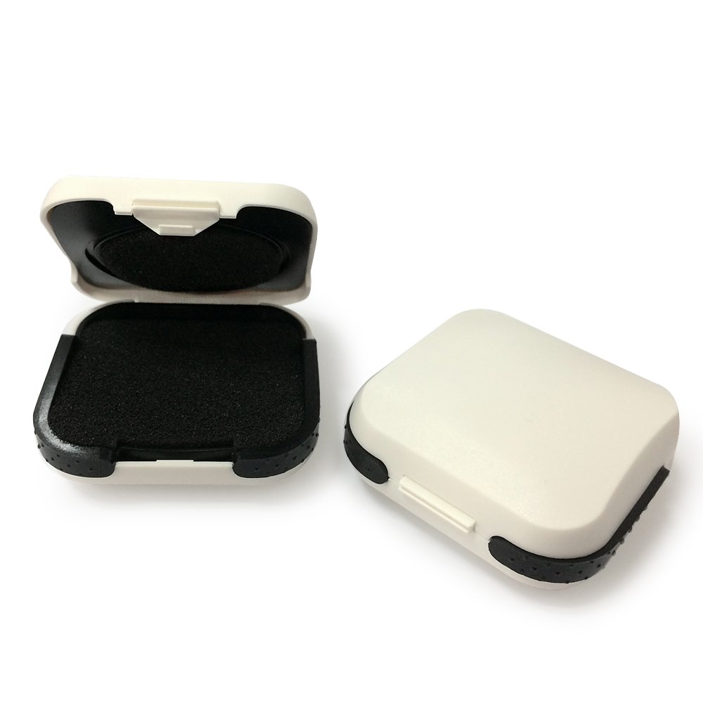 (2 i pakke) Hørestøtte opbevaring sag lille - høreapparat Carrying Box Hard Holder For CIC, ITC ABS White