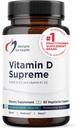 Design til sundhed D-vitamin Supreme - D-vitamin 5000 IE med 2000mcg vitamin K som MK4 for ben sundhed, hjerte sundhed, mood & immunforsvar - D3- vitamin forstærket med GG supplement (60 kapsler)