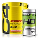 C4 Ripped & SuperHD, Den termogene bundle, C4 Ripped Pre Workout pulver, Hindbær Lemonade 30 Servere + SuperHD med Capsimax og grøn te ekstrakt, 60 Servere