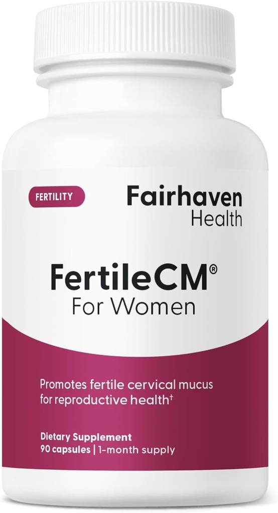 Fairhaven Health FertileCM Fertilitet supplement til kvinder, kapsler - Fertile Cervical Mucus, Ovulationscyklus, omfatter L- arginin, N- acetyl- cystein, Grape Seed Extract og C-vitamin - 90 kapsler