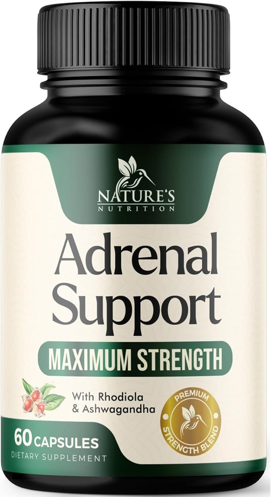 Adrenal Support Kosttilskud Cortex Complex, Bedste Energisupplement, Understøtter Cortisol Sundhed & Energiniveauer, Daglig Ashwagandha for kvinder & mænd, Understøtter Adrenal Træthed & Immunsystemet, 60 Kapsler