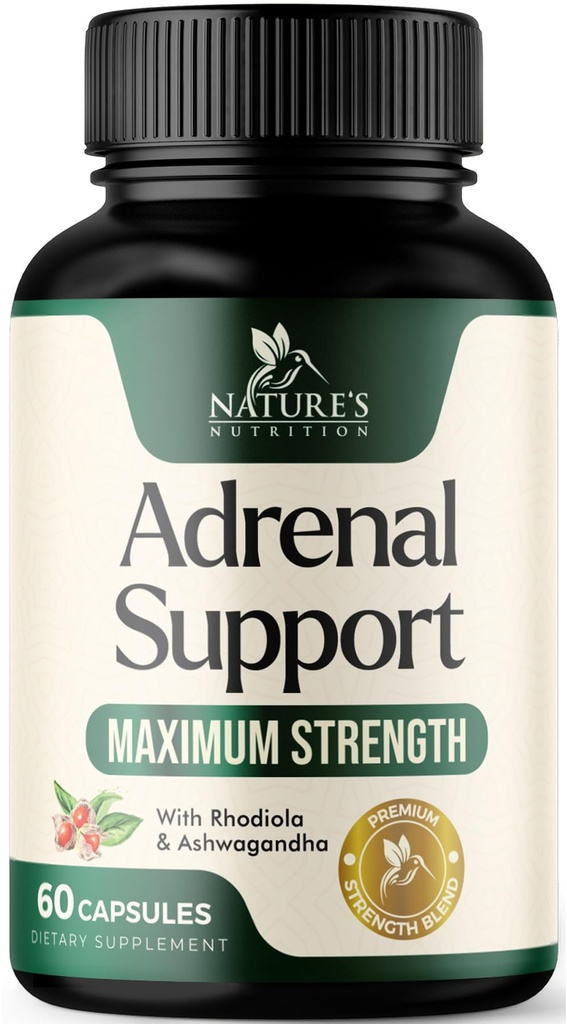 Adrenal Support Kosttilskud Cortex Complex, Bedste Energisupplement, Understøtter Cortisol Sundhed & Energiniveauer, Daglig Ashwagandha for kvinder & mænd, Understøtter Adrenal Træthed & Immunsystemet, 60 Kapsler