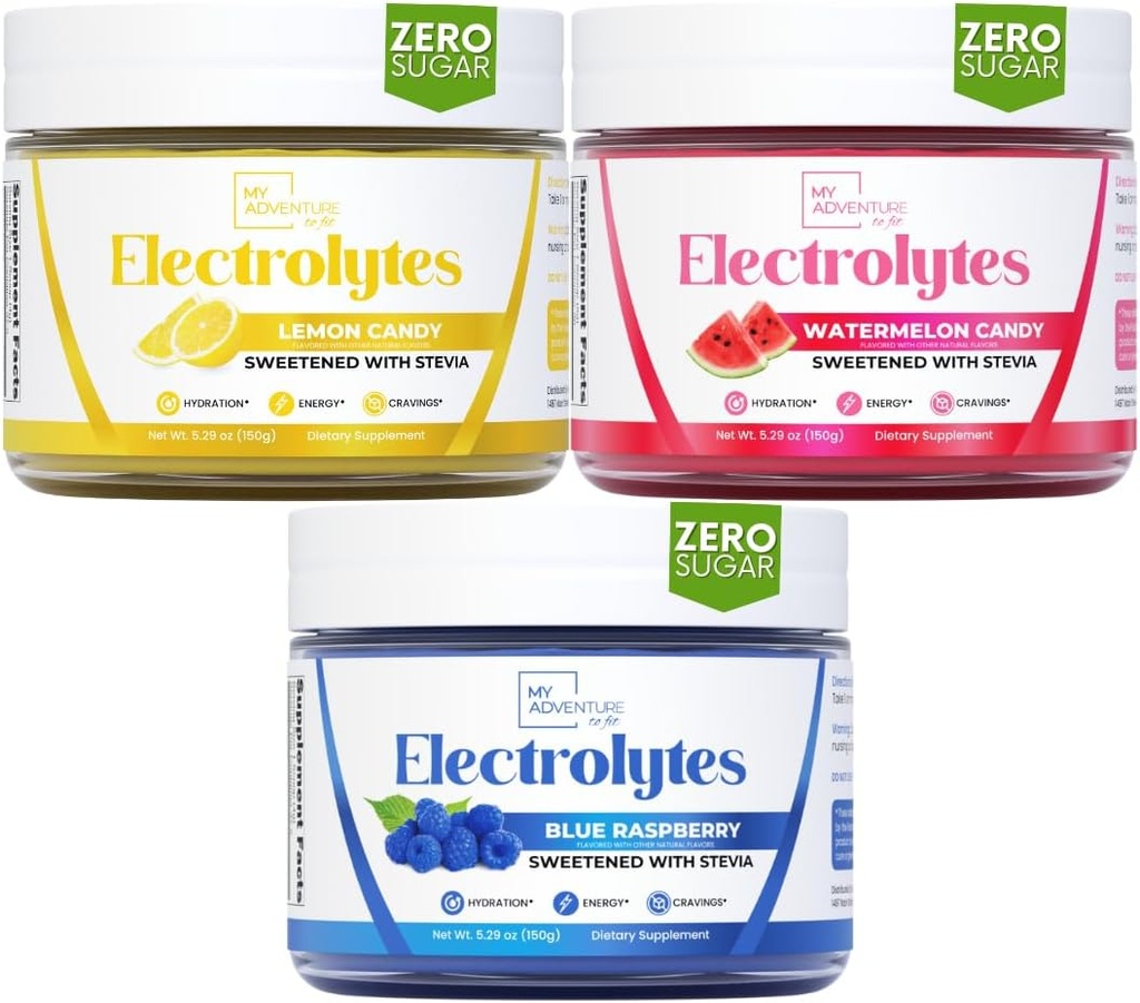Mit eventyr til Fit Blå Hindbær, Lemon Candy, Watermelon Candy Electrolytes Bundle