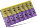 Stor Pill Organizer 2 gange om dagen, Ugentlig Pill Case, AM PM Pill Box, Day Night Pill Container 7 dag, Vitamin Case Medicin Dispenser to gange om dagen (gul og lilla)