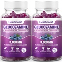 2 Pakker 300 mg Glucosamin Chondroitin Gummies med MSM & Elderberry - Ekstra styrke fælles sundhed, fleksibilitet, antioxidant immunforsvar supplement Gummy til voksne, mænd og kvinder 120 Cts