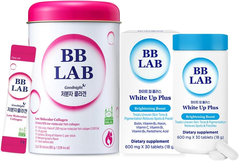 [Hull Skin Management SET] Good Night Collagen, White Up Plus, Koreansk Collagen, Fish Collagen, C-vitamin, Fast Absorption, Fruit Flavored, Glutathione piller, L- cystin, for Antioxidant & Dark Spots, Dul