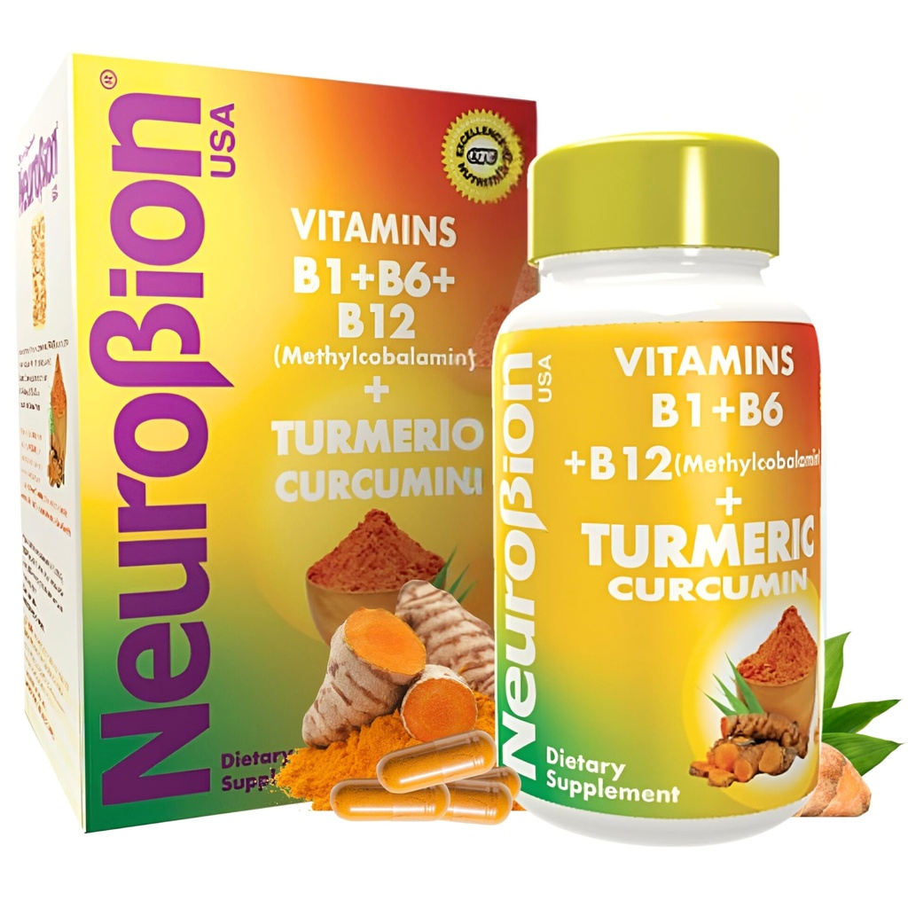 Neurobion Gurkemeje 650 mg urtetilskud til antioxidant støtte, højabsorptionsultra potent gurkemeje supplement Multivitaminer Kompleks med B12, 40 kapsler