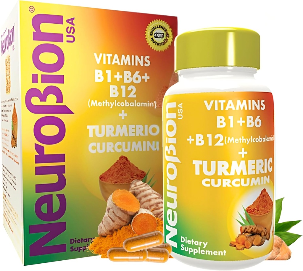 Neurobion Turmeric Curcumin 650 mg Herbal Supplement for Antioxidant Support, High Absorption Ultra Potent Turmeric Supplement Multivitamins Complex with B12, 40 Capsules