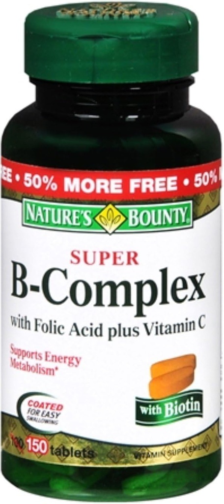 Naturens Bounty B- kompleks med folinsyre Plus C-vitamin, tabletter 150 Hver (pakke med 1)
