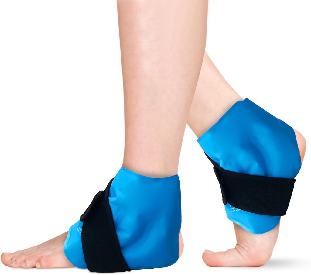 2 Ankle Ice Pack Wrap til hævelse, Genanvendelig Gel Ice Pack til Ankle Skader, Cold Compress Terapi for Foot Pain Relief, Achilles Tendonitis, Plantar Fasciitis, Sprains