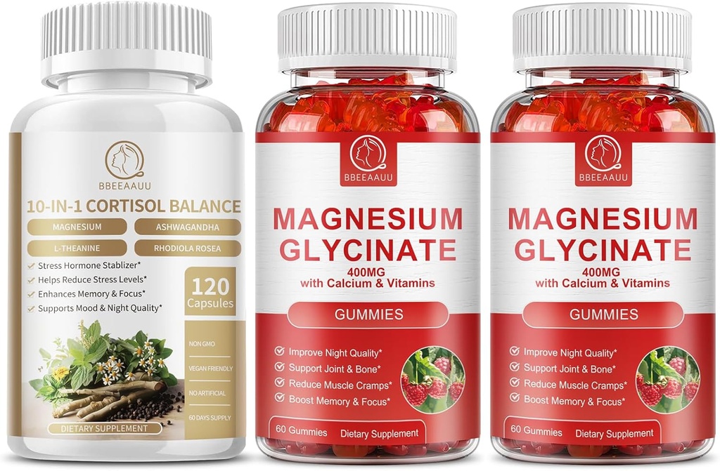 Cortisol Supplement Capsules and Magnesium Supplement Gummies