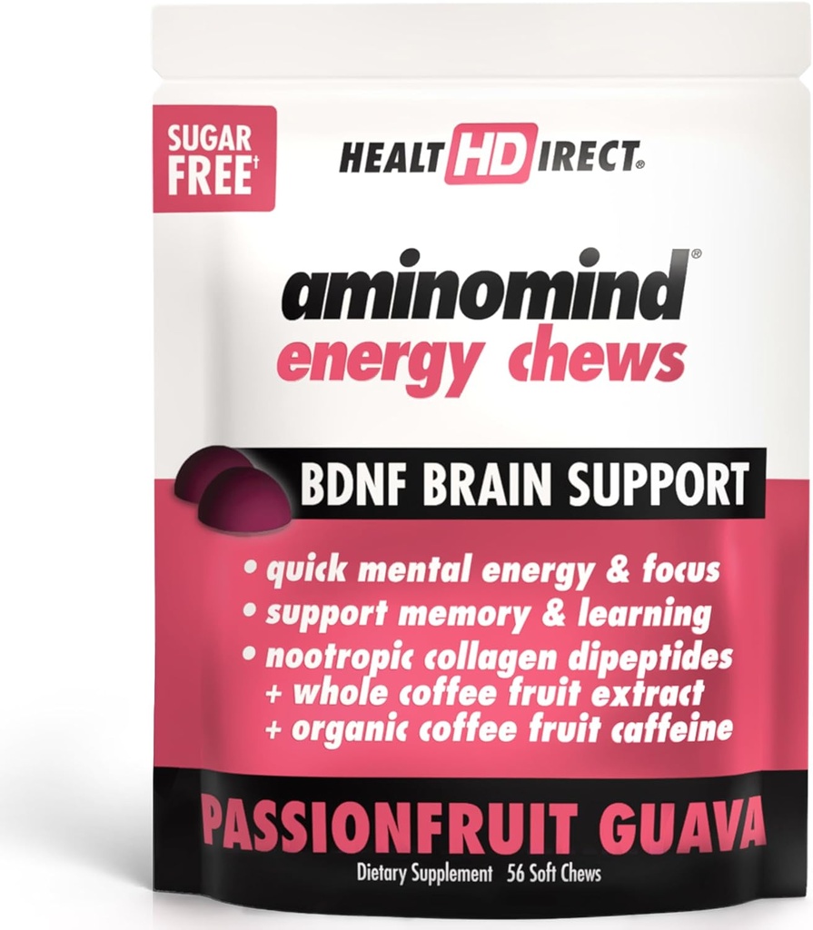 HEALTH DIRECT - AminoMind Energy Chews - Passionfruit Guava - 56 Chews - Optimal Cognitive Function