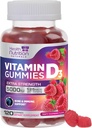 D3- vitamin Gummies 5000 IE (125 mcg) - Triple Strength Bone and immun Support, D-vitamin Gummies Kosttilskud, Nature 's Berry D Vitamin Supplement, Raspberry Flavored, Non- GMO - 120 Gummies