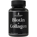 Biotin og Collagen Supplement - 10,000mcg Biotin + Bovine Collagen for thinning & Brittle Hår. Avanceret 2-in-1 Vitamin Complex. Understøtter tykkere, sundere hårvækst for kvinder, mænd
