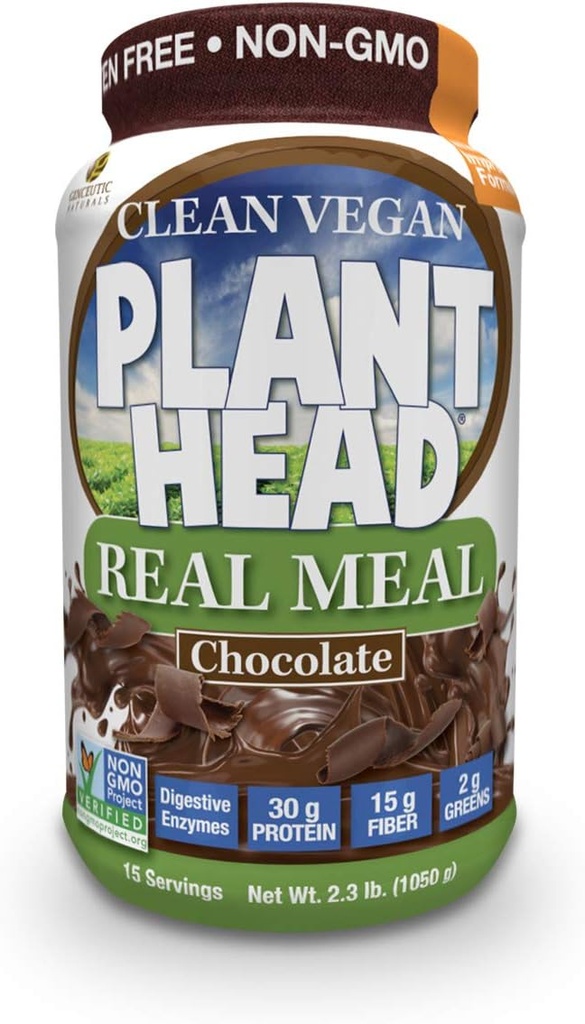 Genceutic Naturals Plant Head Real Meal Kosttilskud, Chokolade, 2.3 Pund
