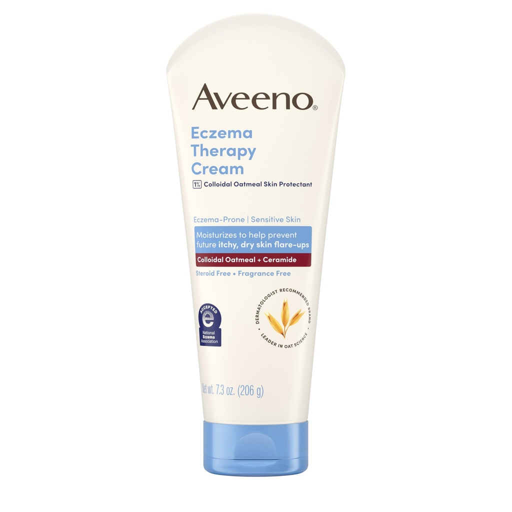 Aveeno Eksem Terapi Daglig fugtgivende Body Cream til sensitiv hud, Lindrende Eksem Relief Cream, Kolloid havregryn & Ceramid til tør & Itchy Hud, Steroid- & fragrance- fri, 7,3 oz