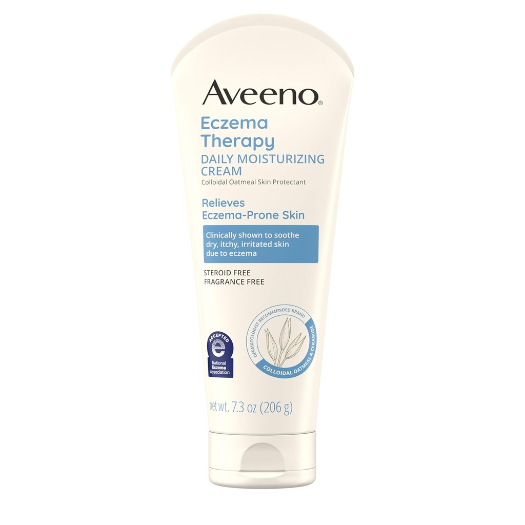 Aveeno Eksem Terapi Daglig fugtgivende Body Cream til sensitiv hud, Lindrende Eksem Relief Cream, Kolloid havregryn & Ceramid til tør & Itchy Hud, Steroid- & fragrance- fri, 7,3 oz