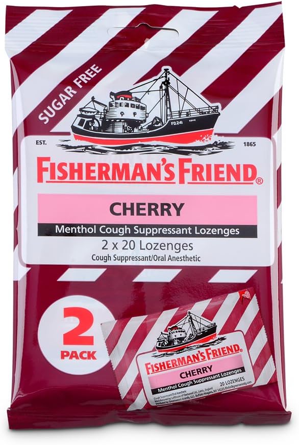 Hoste Drops by Fisherman 's Friend, Hough Suppressant and Sore Throat Lozenges, Cherry Sugar Free Menthol Flavor, 40 Greve